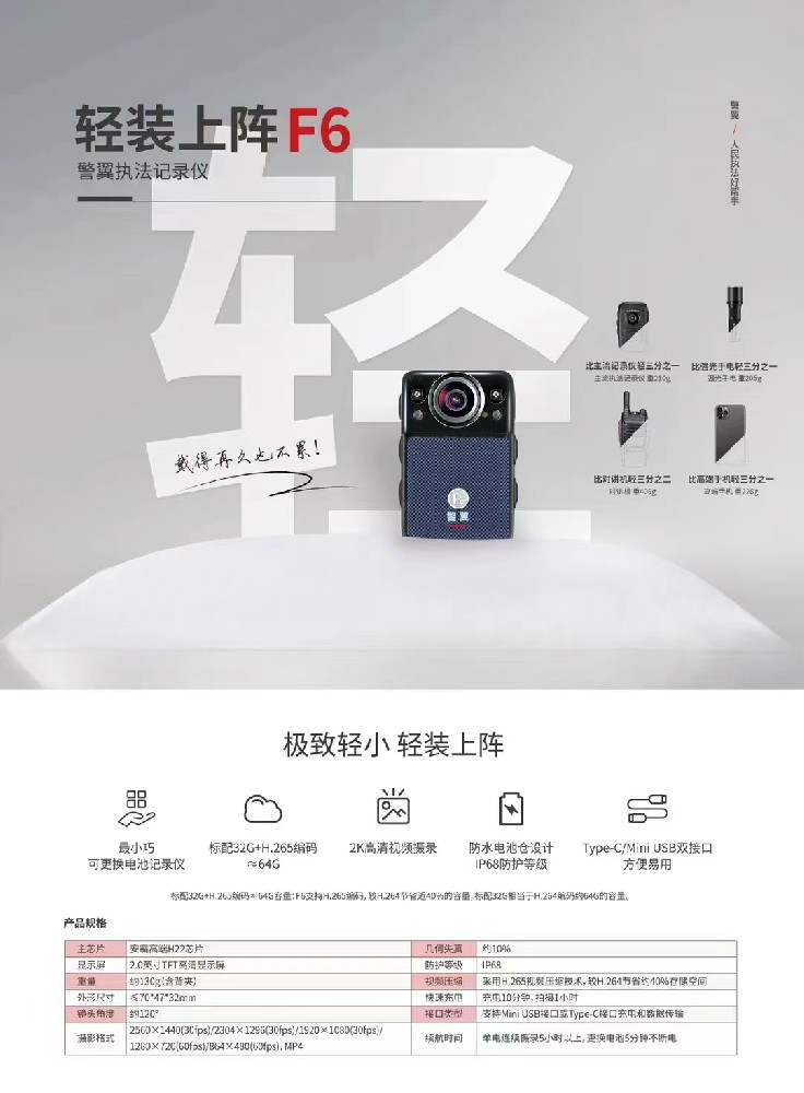 警翼执记录仪（轻装上阵F6)